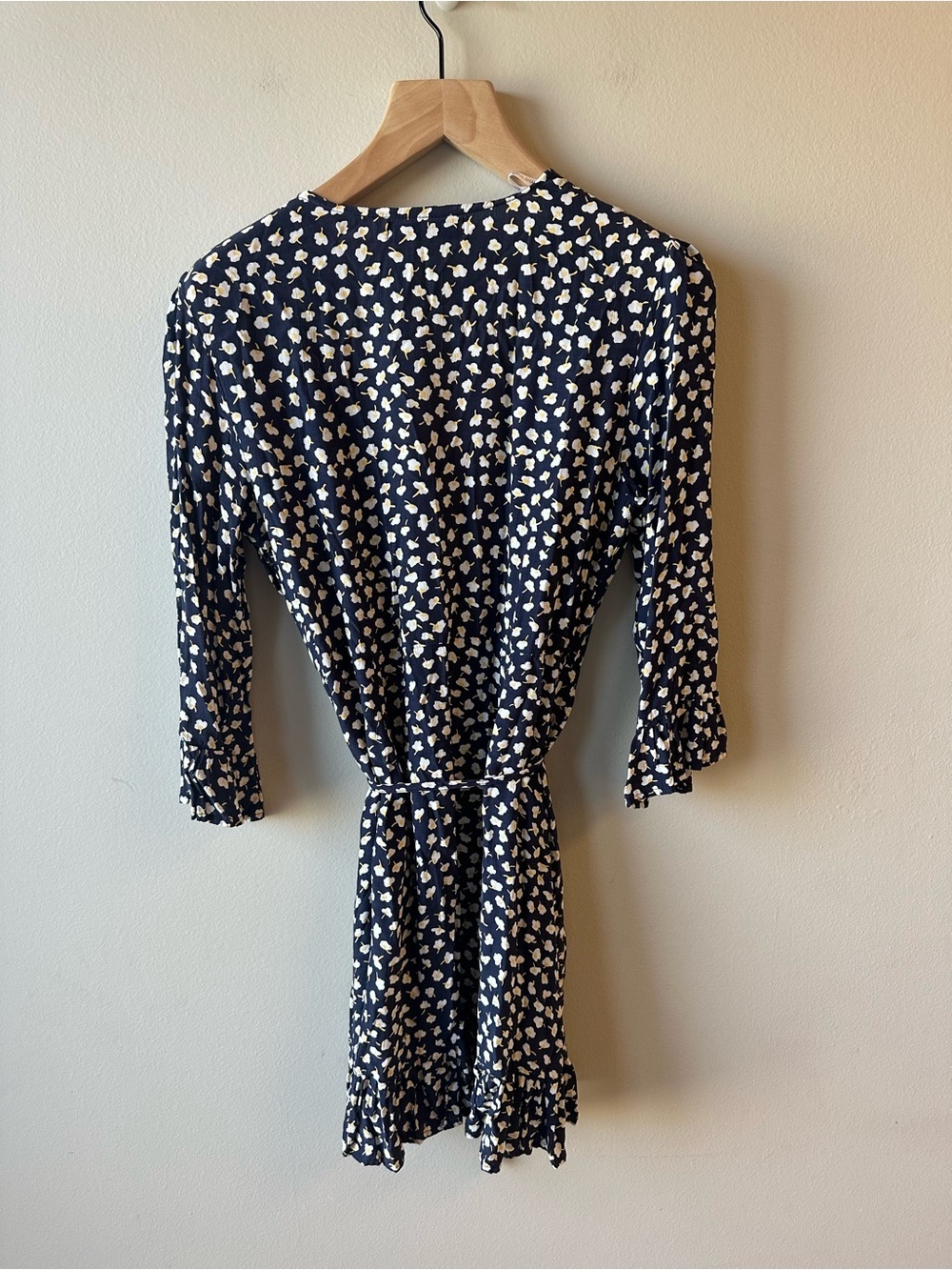 Faithfull the Brand Navy and White Floral Wrap Dress - Picture 2 of 5